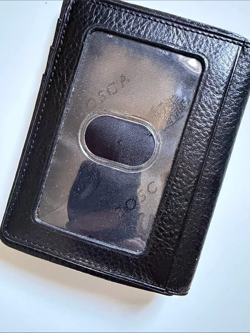 Bosca Black Leather Money Clip Card Holder